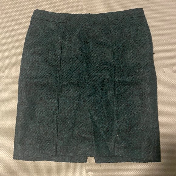 Banana Republic Womens Pieced Flannel Tweed Pencil Skirt Wool Green - Picture 2 of 6